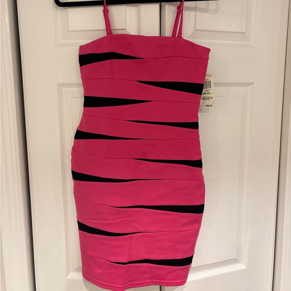 INC Pink & Black Mini Dress Size 4P NWT